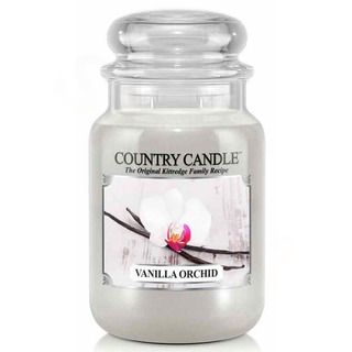 Country Candle Veľká voňavá sviečka v sklenenej vanilkovej orchidee 652g