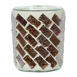 Village Candle Sklenený svietnik na votívny sviečku Gold Foil Swirl