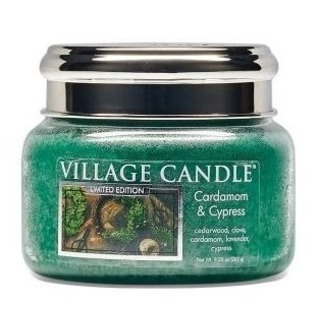 Village Candle Malé vôňu v sklenej kardamóme a cypress 262g - Cardamon a Cypress