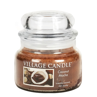 Village Candle Malá vonná sviečka v skle Coconut Mocha 262g - Kokosové moka
