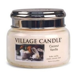 Village Candle Malá vonná sviečka v skle Coconut Vanilla 262g - Kokos a vanilka