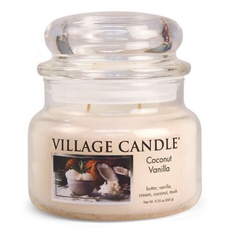 Malá voňavá sviečka v sklenenej kokosovej vanilke 262g - kokos a vanilka