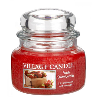 Village Candle Malé vôňa sviečky v sklenených čerstvých jahodách 262g - čerstvé jahody