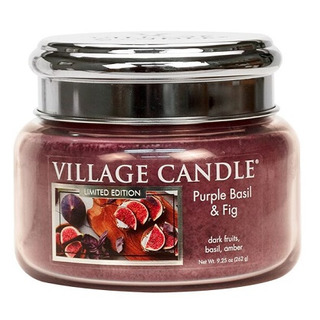 Village Candle Malá vonná sviečka v skle Purple Basil and Fig 262g - Fialová bazalka a figa