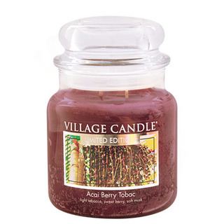 Village Candle Stredná vonná sviečka v skle Acai Berry tobaco 397g - Tabak a plody akai