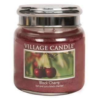Village Candle Stredná vonná sviečka v skle Black Cherry 397g - Čierna čerešňa