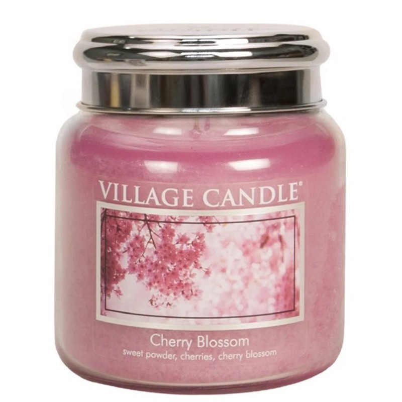 Village Candle Stredná vonná sviečka v skle Cherry Blossom 397g - Čerešňový kvet