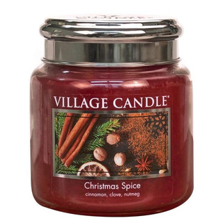 Village Candle Stredná vonná sviečka v skle Christmas Spice 397g - Vianočné korenia