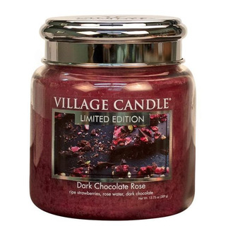 Village Candle Stredná vonná sviečka v skle Dark Chocolate Rose 397g - Čokoládová ruže