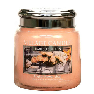 Village Candle Stredná vonná sviečka v skle English Flower Shop 397g - Anglické kvety