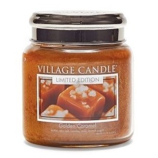 Village Candle Stredná vonná sviečka v skle Golden Caramel 397g - Zlatý karamel