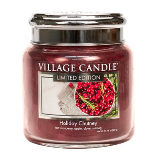 Village Candle Stredná vonná sviečka v skle Holiday Chutney 397g - Sviatočné čatní
