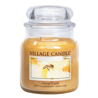 Village Candle Stredná vonná sviečka v skle Honey Comb 397g - Medový sen