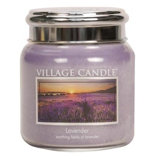 Village Candle Stredná vonná sviečka v skle Lavender 397g - Levanduľa