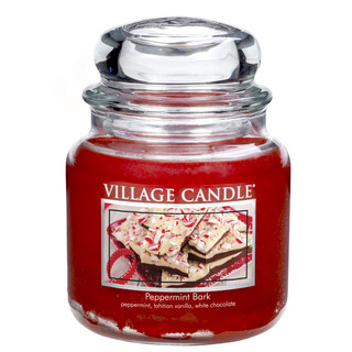 Village Candle Stredná vonná sviečka v skle Peppermint Bark 397g - Mätové potešenie