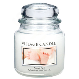 Village Candle Stredná vonná sviečka v skle Powder Fresh 397g - Púdrová sviežosť