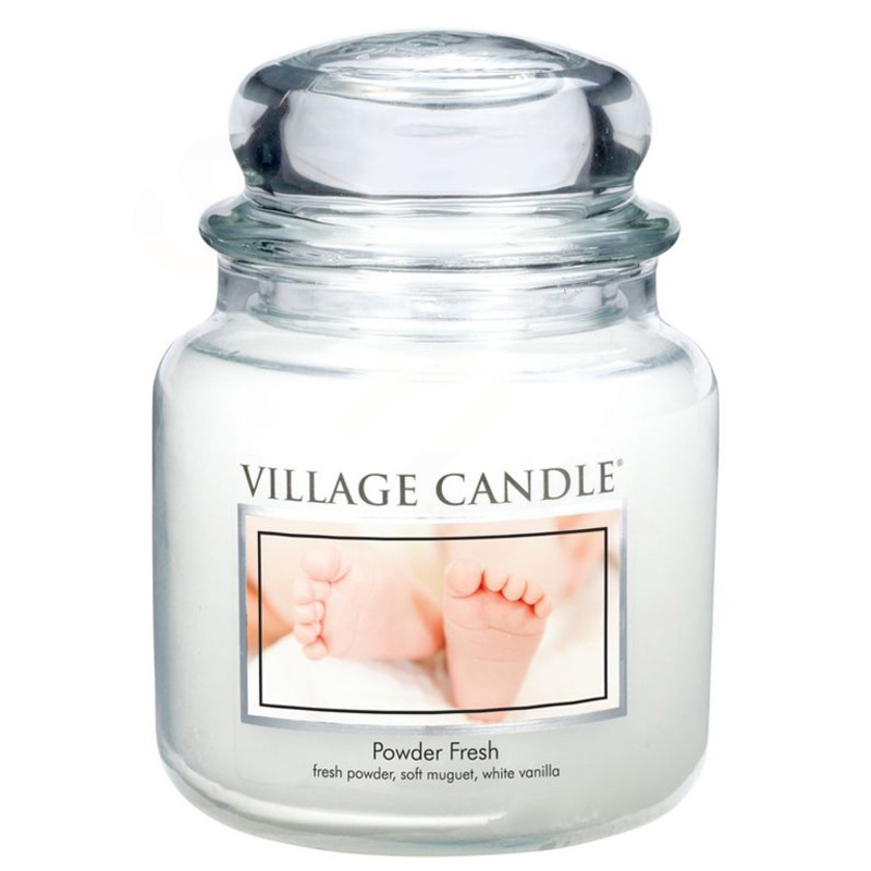 Village Candle Stredná vonná sviečka v skle Powder Fresh 397g - Púdrová sviežosť