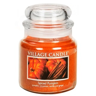 Village Candle Stredná vonná sviečka v skle Spiced Pumpkin 397g - Tekvica a korenie