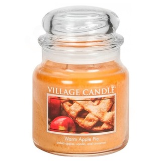 Village Candle Sviečka strednej vône v skle Teplý jablkový koláč 397g - jablkový koláč