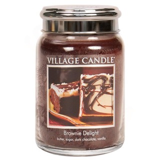 Village Candle Veľká vonná sviečka v skle Brownie Delight 645g - Čokoládový torta