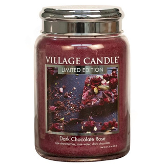 Village Candle Veľká vonná sviečka v skle Dark Chocolate Rose 645g - Čokoládová ruže
