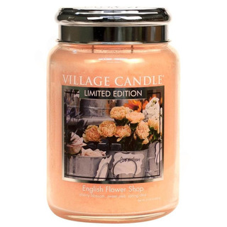 Village Candle Veľká vonná sviečka v skle English Flower Shop 645g - Anglické kvety