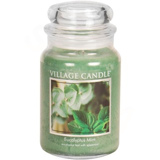 Village Candle Veľká voňavá sviečka v sklenenej eukalyptovej mäte 645G - eukalyptus a mäta