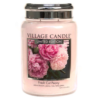 Village Candle Veľká vôňa sviečka v sklesenej čerstvé rezané pivonky 645g - pivonky