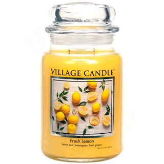 Village Candle Veľká vôňa sviečka v sklenenej svieži Lemon 645g