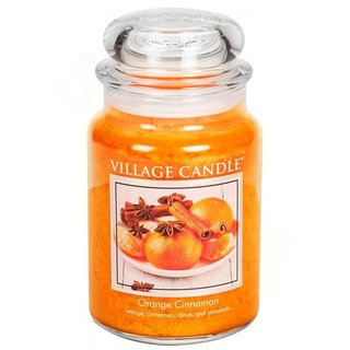 Village Candle Veľká vonná sviečka v skle Orange Cinnamon 645g - Pomaranč a škorica