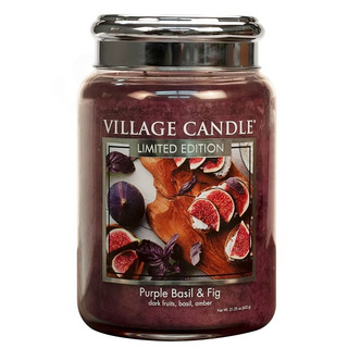 Veľká vonná sviečka v skle Purple Basil and Fig 645g - Fialová bazalka a figa