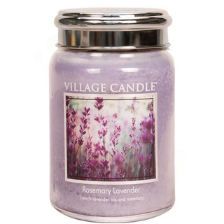 Village Candle Veľká vonná sviečka v skle Rosemary Lavender 645g - Rozmarín a levandule